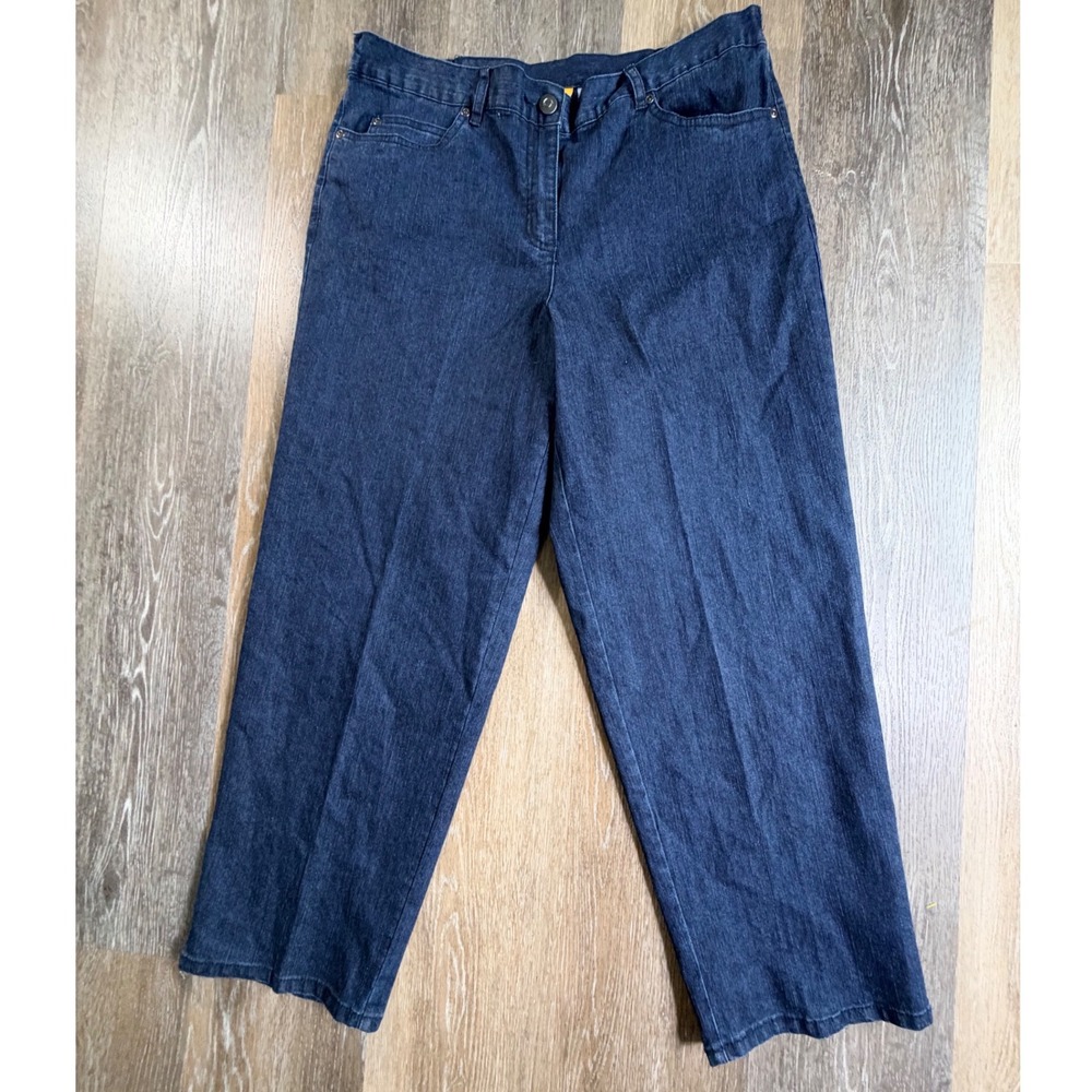Ruby Rd. Pants Women 12P Blue Straight Leg Stretch Denim Style 21305